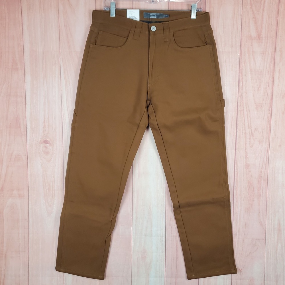 Berkley Jensen Carpenter Pants Men 32 32x30 Brown Fleece Lined Relaxed‎ Straight